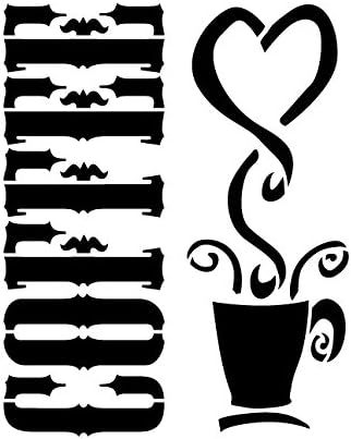 Estêncil de café por Studior12 | Love Coffee Word Art - Modelo Mylar reutilizável | Pintura, giz, mídia mista | Use