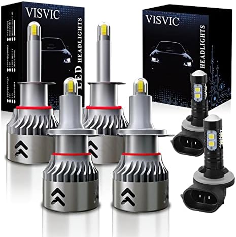 Visvic Fit for Hyundai Sonata H1 + H7 Bulbos de farol de LED de feixe alto/baixo de feixe + 881 LEVA LED LUZ, KIT DE CONVERSÃO DE LELOS DE LED LED 8 LED, 6000k White Cool White e Play, pacote de 6