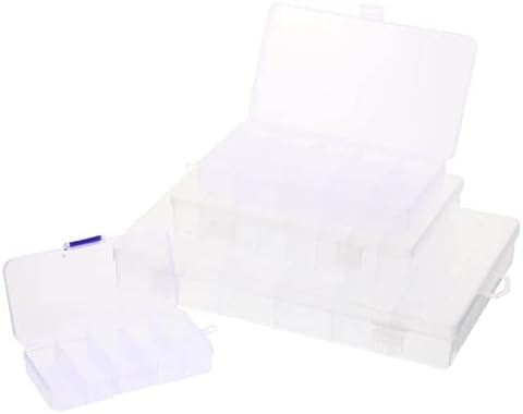 Sewroro Organizador de contas 4pcs Clear Plastic Organizer Box Recipiente Armazenamento artesanal com divisores
