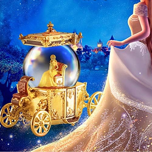 XJJZS Caixa de música Crystal Ball Box Girls Birthday Wedding Music Box Presente Cinderela Carriage