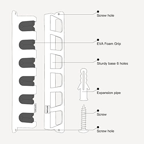 Suporte da haste de pesca cittUra - rack de barra de pesca de montagem na parede da haste, suporte para pólo de pesca para