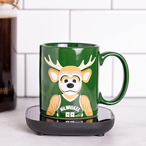 Marcas estranhas NBA Milwaukee Bucks Bango Mascot caneca mais quente com caneca - mantém sua bebida favorita quente - automático fechado/desligado