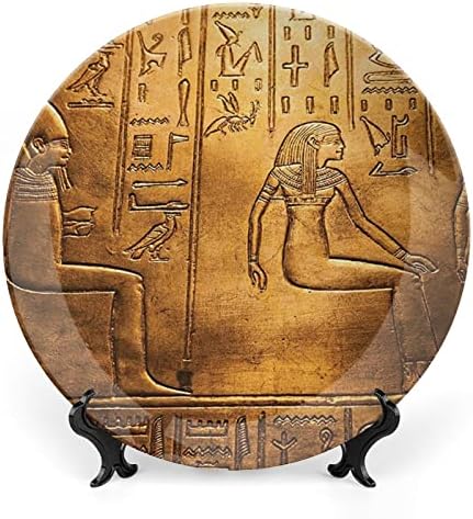 Mitologia Antiga do Egito Escultura Mural Design Vintage Placa de decoração China com stand placa decorativa redonda Home Wobble-Plate