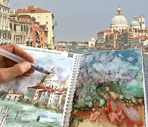 Viagem em aquarela para Veneza, Livro de aquarela Insparea em papel Fabriano com 10 diferentes pinturas de tutorial de paisagem urbana