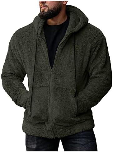 Mens Sherpa Hoodie, masculino macio de jaqueta difusa de lã de lã de lã de colarinho de colarinho Sherpa Outwear Cardigan Cardigan