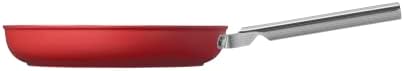 SMEG 8PC Non Stick Cook Wouquia Conjunto, Red 9,5 Frypan, 11 Fripan, 3,5 qt Ponela com tampa, 5 qt caçarola Pan com tampa 4 qt de profundidade com tampa