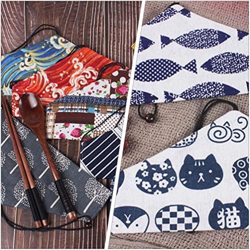 Pauzinhos de dedo veemon 8pcs japonês bolsas de pauzinho colher de talheres bolsa de talheres de talheres de talheres