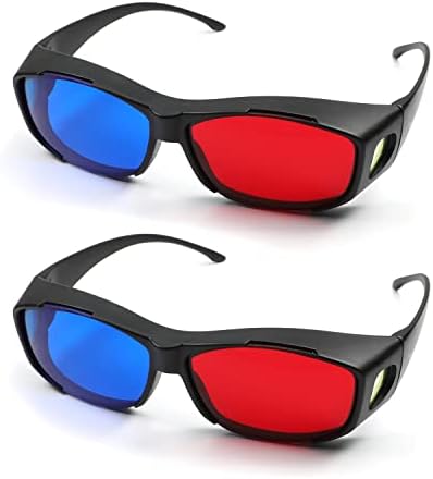 OTHMRO 2PCS DURÍVEL 3D Estilo de estilo 3d Visualizando óculos de filme 3D Viciços de jogo vermelho-azul 3D Moldura de plástico