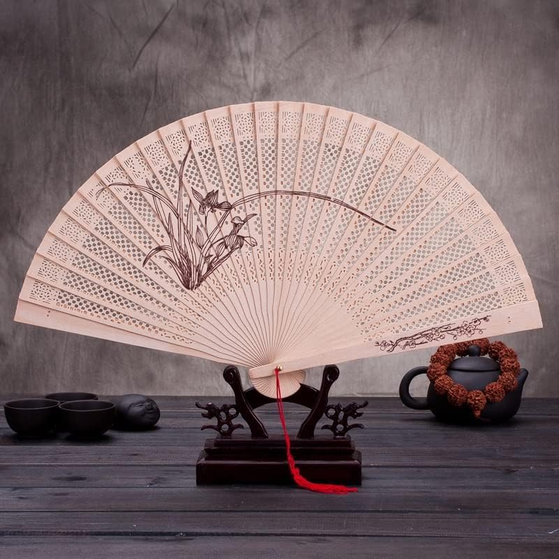 N/um ventilador artesanal fã de madeira esculpida fã de dança fã decorativo fã Diy Fan dobring Fan Dobing Fan