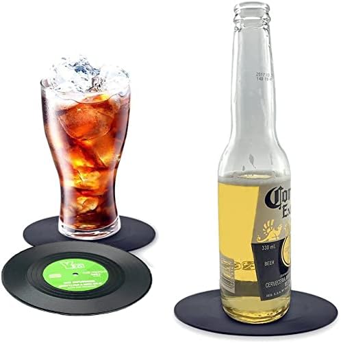 Coasters de recordes de vinil para bebidas novidades （10 peças） Decoração de casa de estilo retrô absorvente engraçado, almofadas