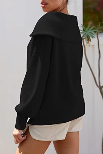 Nornetek feminino trimestre zip pulôver de capuz de tamanho grande meio zip pullover feminino manga longa caça de lapela