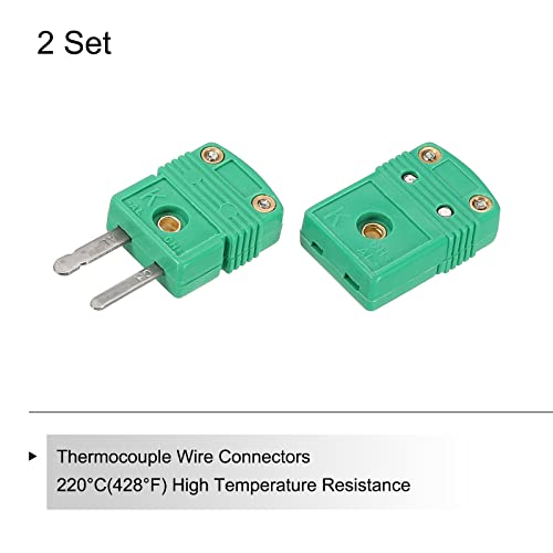 Mecanixity K Tipo de termopar conectores de arame feminino Adaptador feminino Adaptador de alta temperatura 220 ° C Para sonda de termopara Sonda Green 2 Conjunto