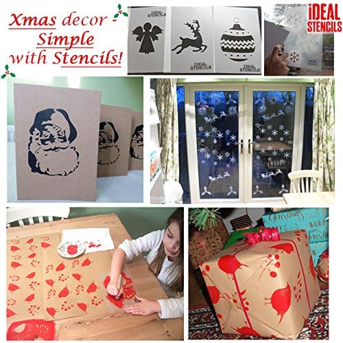 Papai Noel Paincy Sign Stisncil | Estêncil de artesanato de arte de Natal - Decoração e pintura DIY Tool - Reutilable - paredes de tinta, tecido, móveis