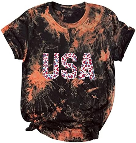 Camiseta de bandeira dos EUA para mulheres camiseta de verão de manga curta American Proud T-shirt Tops 4 de julho Presente