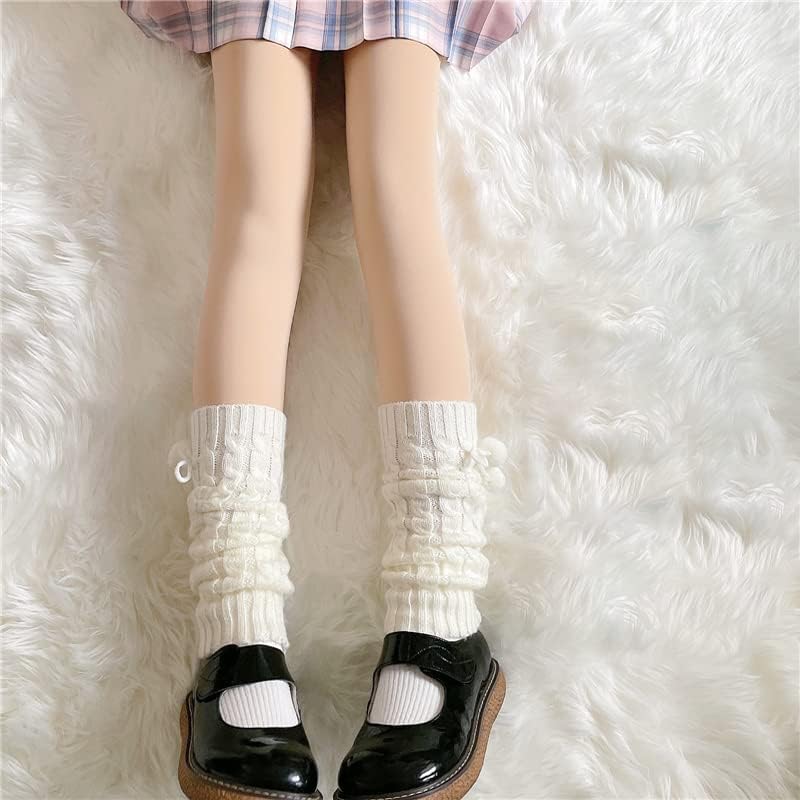 LEBALEY MULHERES JAPONESA MOLEMENTES Aquecedores de pernas Kawaii Aquecedores de lã malha de perna longa soltas meias altas