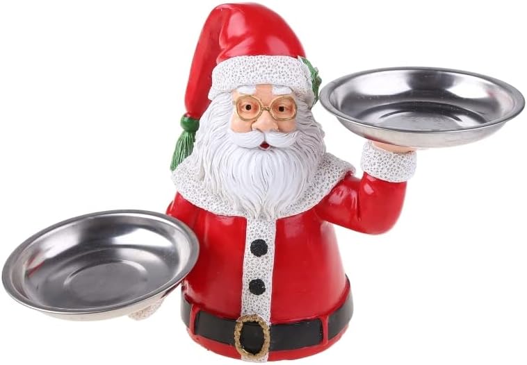 Eesll Rack de sobremesa Papai Noel segurando os enfeites de resina de bandeja de Natal com 2 placas