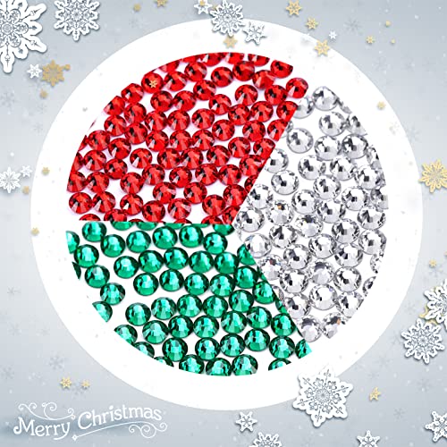 4320 peças strass para decoração de Natal Glass de vidro de vidro vermelho Cristal vermelho claro strass verde para X-Mas artesanato