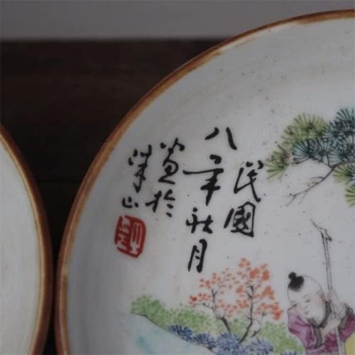 13,2 cm chinês velho marcado Famille Rose personagens coloridos padrão placas de porcelana