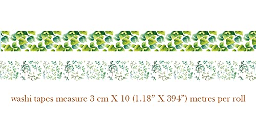 Folhas verdes naturais fitas e adesivos Washi. Para álbuns de recortes, Crafs e decoração. As fitas não deixam resíduos quando