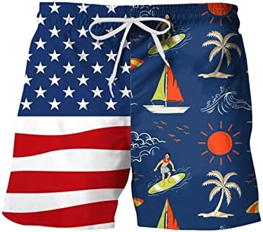 Pequenos baús de natação masculinos masculino de primavera verão shorts casuais bandeira de retalhos impressos esportes
