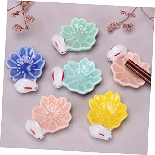 Tendycoco cereja flor de coelho pauzinhos de coelho prateleira decoração japonesa pratos de cerâmica decoração de