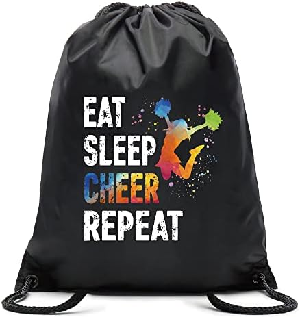 Pishvi Eat Sleep Sleep Sleep Repeat Sports Sports Backpack à prova d'água, bolsa esportiva de torcida para meninas, presentes de