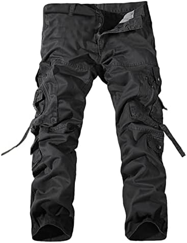 Miashui suspensórios para homens menses casuais com zíper com zípers médios da cintura sólida calça longa de calças de carga