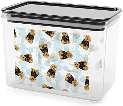 Cão com hibiscus padrão de armazenamento de plástico recipientes de armazenamento de alimentos com tampas de arroz balde selado para organização de cozinha