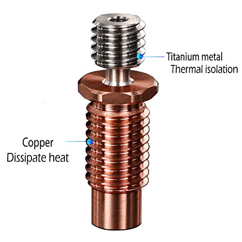 All-Metal Bi-Metal V6-TCRAZY ATRIBUSTO DE ACORTO E CABPER Titânio e Copper 3D Phoplefzle Bico Bimetal Garath para 1,75 mm V6 HotendEnd