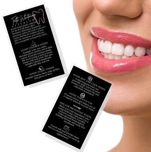 Boutique Marketing LLC dentes Whitening Cards Aftercare | 50 pacote | Cartão de visita de 2x3,5 polegadas | Tamanho