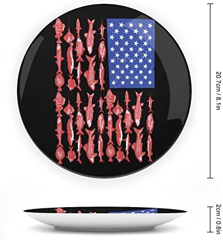 American Flag Fishing Cerâmica Cingueia Placas decorativas com ornamentos pendurados Pratos de jantar