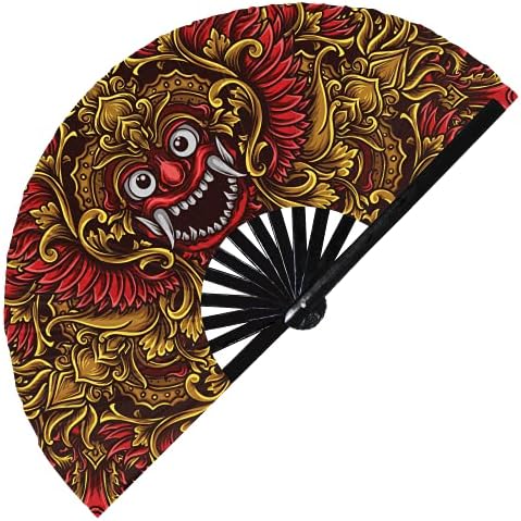 Balinese Barong Mask UV Glow Hand Fan Ornament Artwork Decor Bali Culture Indonésia Tradicional Barong Garuda Fãs Culturais