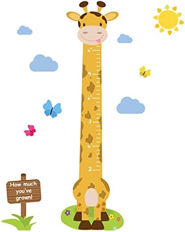 Decalques de parede do gráfico de crescimento Girafa para crianças quarto - crianças e adesivos