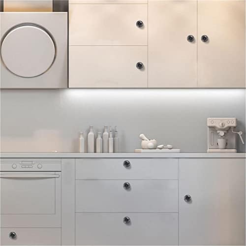 12 peças pretas mancadas de vidro brancas para gavetas de cômodas, 1,37 x 1,10 em armários de cozinha redondos para berçário em