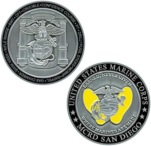 Loja de presentes militar USMC Marine Corps Recruit Depot San Diego Challenge Coin - Oficialmente licenciado USMC