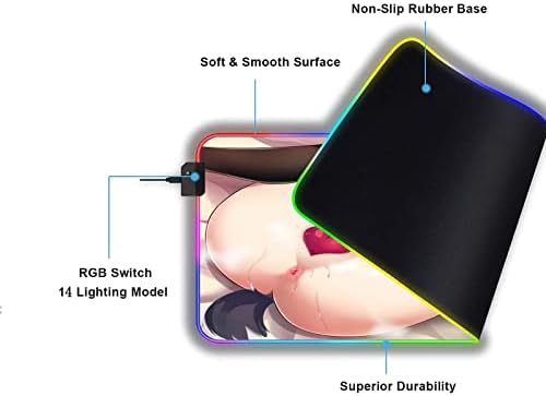 Anime Girl Sexy Mouse Pad LED RGB Grande teclado que não desliza base de borracha Computador Carpet de mesa de tape