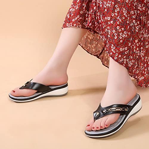 XIPCOKM Sandálias de praia feminina chinelos com arco Apoio a meninas adolescentes sandálias de tanga casual ajustáveis ​​Chinelo de cunha de verão
