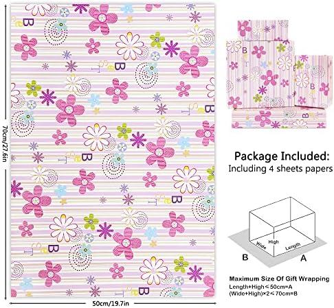 Little Flowers Floral Pink embrulhando papel, Dasiy Flowers coloridos estampe