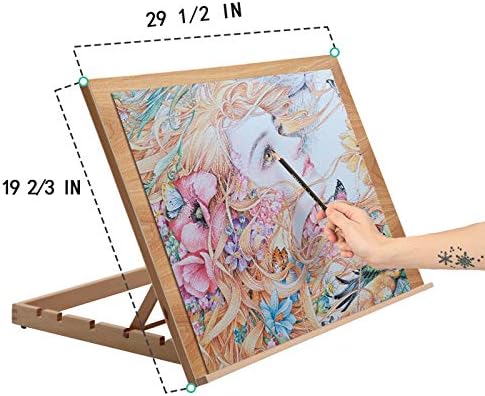 Caindo em arte extra grande de 5 posições de madeira desenho de desenho e desenho de cavalete de madeira, 29 1/2 polegadas por 19 2/3 polegadas