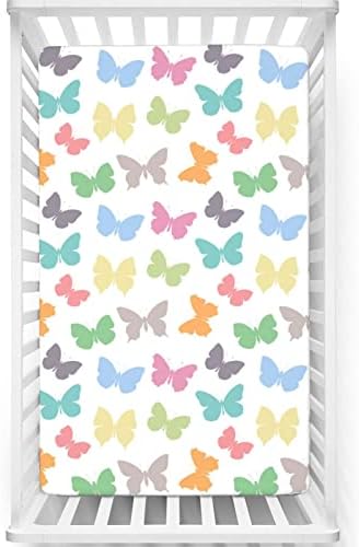 Mini-berço com tema de borboleta lençóis de berço, lençóis portáteis de mini berço lençóis macios e respiráveis ​​para meninas para