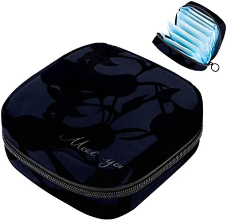 Bolsa de armazenamento de guardanapos sanitários de Oryuekan, bolsas de zíper menstrual reutilizável portátil, bolsa de armazenamento de tampões para mulheres meninas, pastoreável floral floral Vintage Blue Flower
