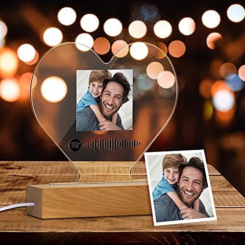Spotify Glass Art Night Night Light em forma de coração foto personalizada foto acrílica led led lâmpada placa scan personalizada álbum