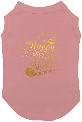 Feliz Ano Novo - Camisa de cachorro de papel dourado