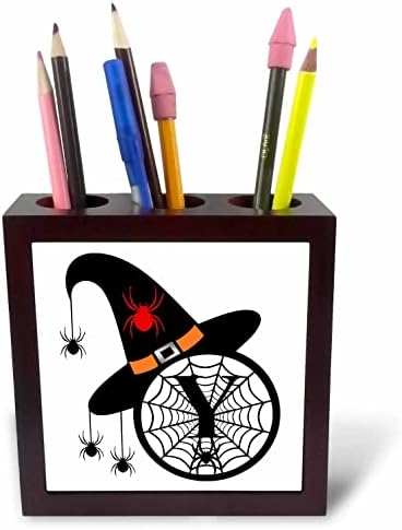 3drosrose monograma y halloween chapéu de bruxa aranhas e web - ladrilho portadores de caneta