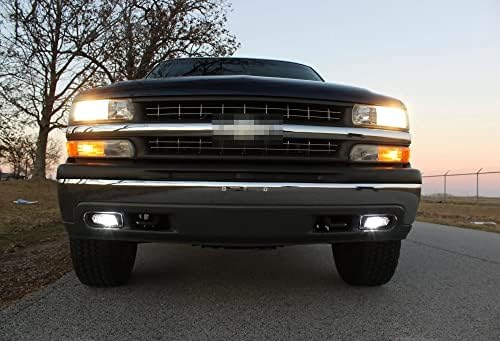 ijdmtoy lente transparente xenônio White LED FOG Lights Kit de neblina com suportes de montagem compatíveis com 1999-2002 Chevrolet Silverado 1500 2500, 2000-2001 3500, 2000-2006 Suburban Tahoe