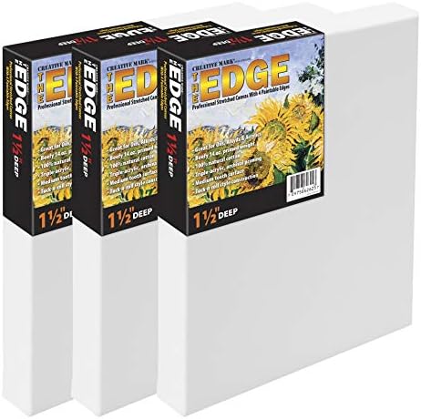 Edge All Media Cotton Deluxe Strelited Canvas - Galeria Ready 1-1/2 Deep, Tela Primada de Acrílico Triplo - [3 pacote - 16x20]