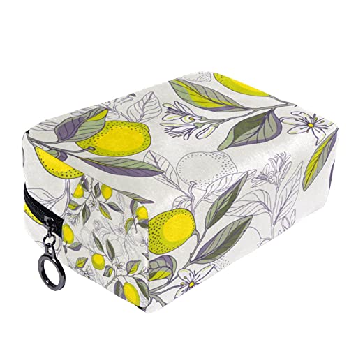 Bolsa de maquiagem tbouobt bolsa de bolsa cosmética bolsa bolsa com zíper, fruto vintage limão de verão pastorável