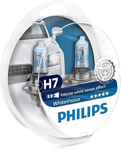 Philips H7 White Vision 3700k Halogen Bulbs Xenon Effect