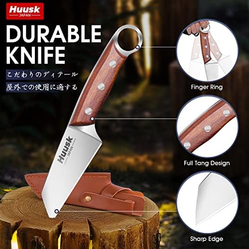 Huusk atualizou as facas vikings de mão forjada pacote de faca com pequena faca de carne