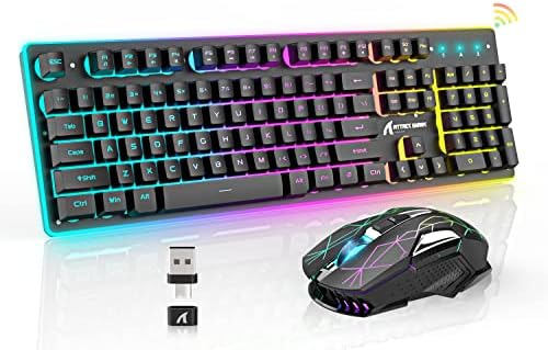 A.Jazz teclado para jogos sem fio e combinação de mouse, teclado de retroilumação de backlit de tamanho 12 RGB, sensação